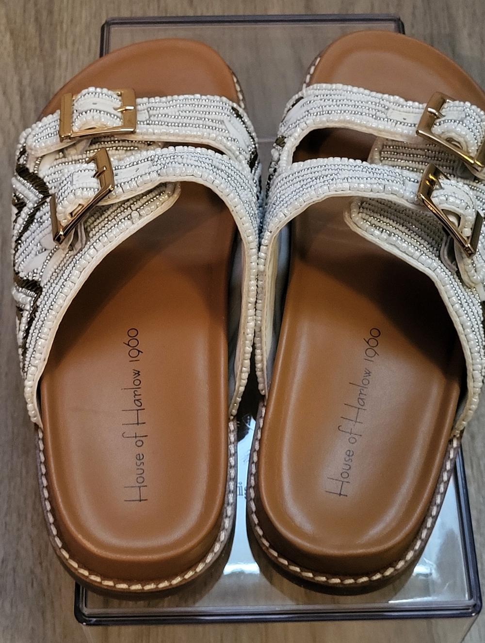 House Of Harlow 1960 Women's Cream Slide Sandals 7.5 - Picture 9 of 11